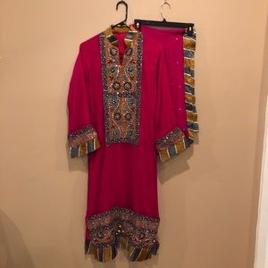 3 Piece Pakistani Hot Pink Shalwar Kameez